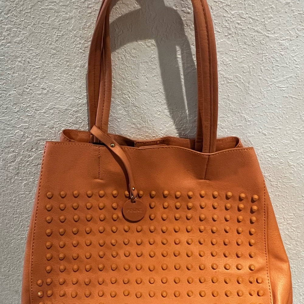 Prune Orange Studded Tote Bag - Picture 5 of 15
